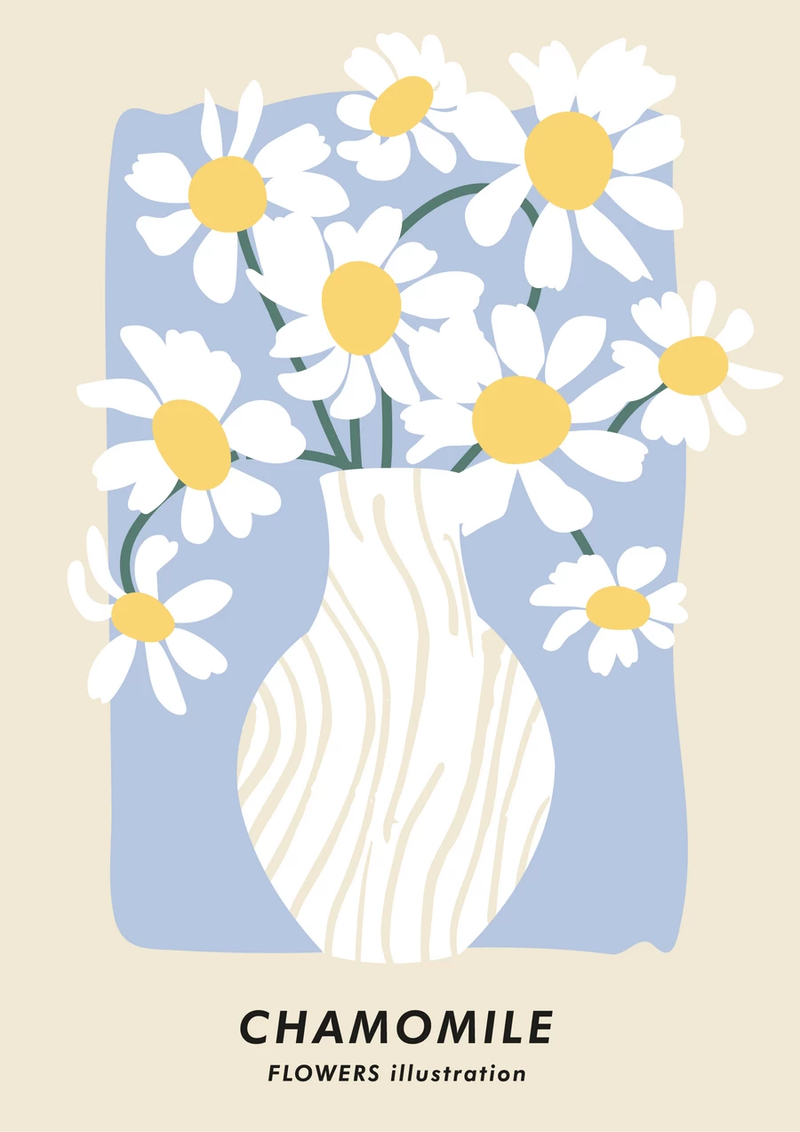 手绘小清新北欧花朵植物花卉插画海报封面画芯装饰AI矢量设计素材【032】